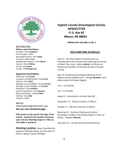 Ingham County Genealogical Society NEWSLETTER  P. O. Box 85