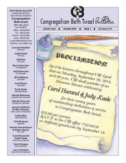 Bulletin Congregation Beth israel • Congregation