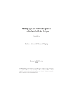 Managing Class Action Litigation: A Pocket Guide for Judges Third Edition
