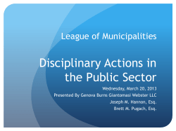 Disciplinary Actions in the Public Sector League of Municipalities