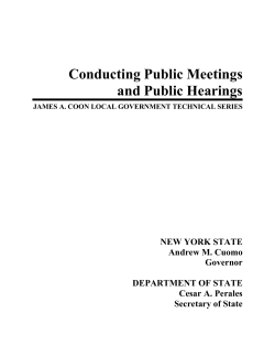 Conducting Public Meetings and Public Hearings NEW YORK STATE