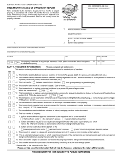 PRELIMINARY CHANGE OF OWNERSHIP REPORT