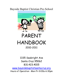 PARENT HANDBOOK Bayside Baptist Christian Pre-School
