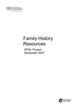 Family History Resources OPAL Project December 2007