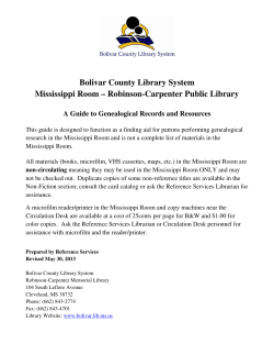 Bolivar County Library System Mississippi Room – Robinson-Carpenter Public Library