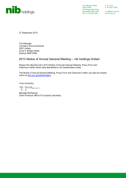 – nib holdings limited 2013 Notice of Annual General Meeting
