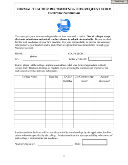 FORMAL TEACHER RECOMMENDATION REQUEST FORM Electronic Submission