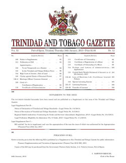 V . 52 Port-of-Spain, Trinidad, Thursday 24th January, 2013–Price $1.00 N