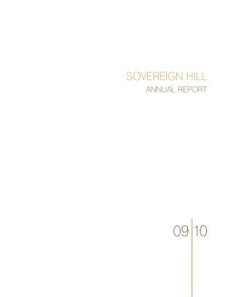 SOVEREIGN HILL ANNUAL REPORT