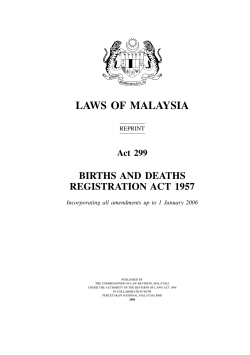 LAWS  OF  MALAYSIA BIRTHS AND  DEATHS Act  299
