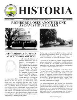 HISTORIA RICHBORO LOSES ANOTHER ONE AS DAVIS HOUSE FALLS JEFF MARSHALL TO SPEAK