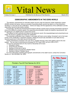 Vital News  Volume 26, Issue 1 March 2013