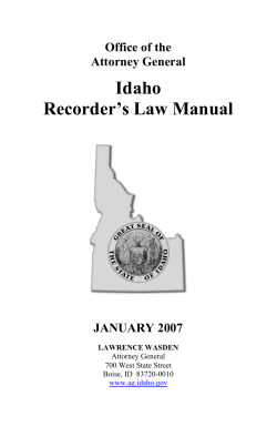 Idaho Recorder’s Law Manual Office of the Attorney General