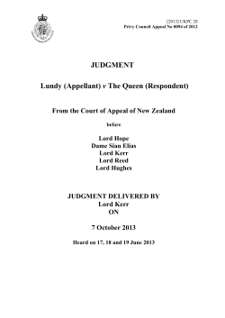 JUDGMENT v From the Court of Appeal of New Zealand JUDGMENT DELIVERED BY