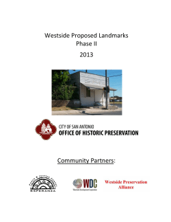   Westside Proposed Landmarks   Phase II  2013 