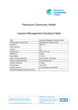Peninsula Community Health  Leavers Management Guidance Note
