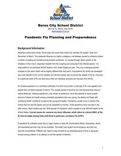Berea City School District Pandemic Flu Planning and Preparedness Background Information: