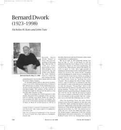 Bernard Dwork (1923–1998) Nicholas M. Katz and John Tate