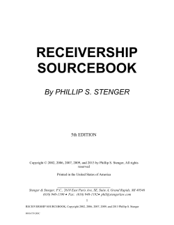 RECEIVERSHIP SOURCEBOOK  By PHILLIP S. STENGER