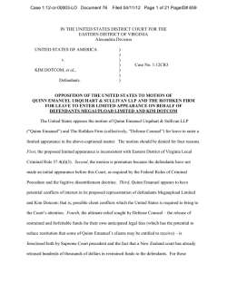 IN THE UNITED STATES DISTRICT COURT FOR THE Alexandria Division