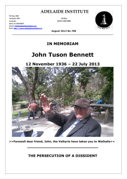 John Tuson Bennett ADELAIDE INSTITUTE  IN MEMORIAM