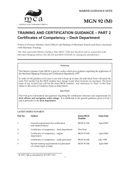MGN 92 (M) TRAINING AND CERTIFICATION GUIDANCE – PART 2