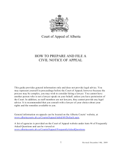Court of Appeal of Alberta HOW TO PREPARE AND FILE A