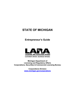 STATE OF MICHIGAN Entrepreneur’s Guide