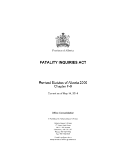 FATALITY INQUIRIES ACT  Revised Statutes of Alberta 2000 Chapter F-9