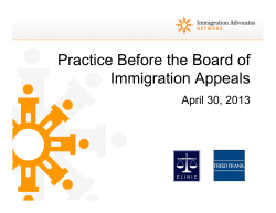 Practice Before the Board of Immigration Appeals April 30, 2013