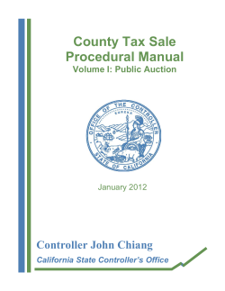 County Tax Sale Procedural Manual Controller John Chiang