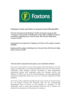 Chairman’s Letter and Notice of Annual General Meeting 2014