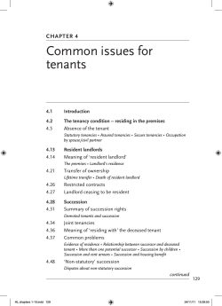 Common issues for tenants CHAPTER 4 4.1