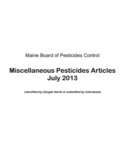 Miscellaneous Pesticides Articles July 2013 Maine Board of Pesticides Control