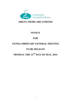 SHILPA MEDICARE LIMITED NOTICE FOR EXTRA-ORDINARY GENERAL MEETING