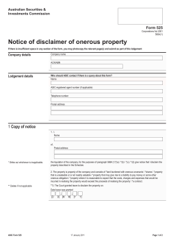 Notice of disclaimer of onerous property Form 525 Australian Securities &amp; Investments Commission
