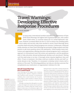 Travel Warnings: Developing Effective Response Procedures I