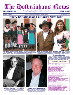 The Hofbräuhaus News Merry Christmas and a Happy New Year! FREIEXEMPLAR FREE ISSUE