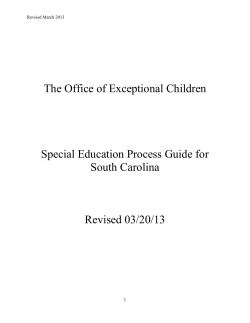 The Office of Exceptional Children Special Education Process Guide for South Carolina