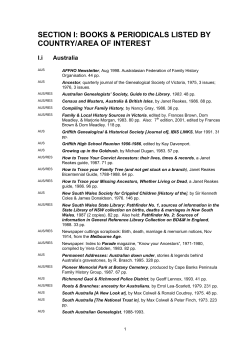 SECTION I: BOOKS &amp; PERIODICALS LISTED BY COUNTRY/AREA OF INTEREST  I.i Australia