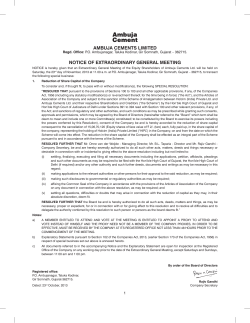 AMBUJA CEMENTS LIMITED NOTICE OF EXTRAORDINARY GENERAL MEETING Regd. Office: