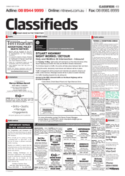 CLASSIFIEDS 49 ADVERTISING POLICY DEATH NOTICES