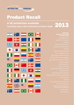 2013 Product Recall in 26 jurisdictions worldwide