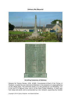 General  Sir  Francis  Davies,  KCB, ... Scotland, unveiled the war memorial at Dalmeny in the presence... Dalmeny War Memorial