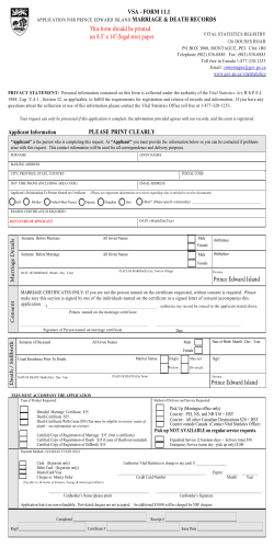 VSA - FORM 11.1 MARRIAGE &amp; DEATH RECORDS
