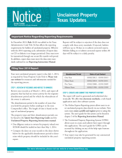 Notice Unclaimed Property Texas Updates Important Notice Regarding Reporting Requirements