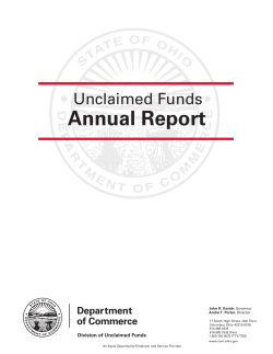 Annual Report Unclaimed Funds Division of Unclaimed Funds