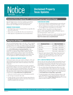 Notice Unclaimed Property Texas Updates Important Notice Regarding 2011 Unclaimed Property Legislative Change