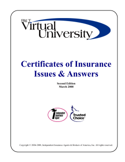 Certificates of Insurance Issues &amp; Answers  Second Edition