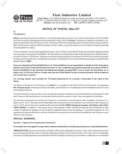 Fiem Industries Limited NOTICE OF POSTAL BALLOT